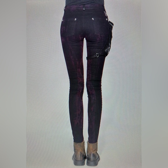 Devil Fashion Akiko Steampunk Pants with Holster Pouch in Soot, Size Large - Picture 2 of 10